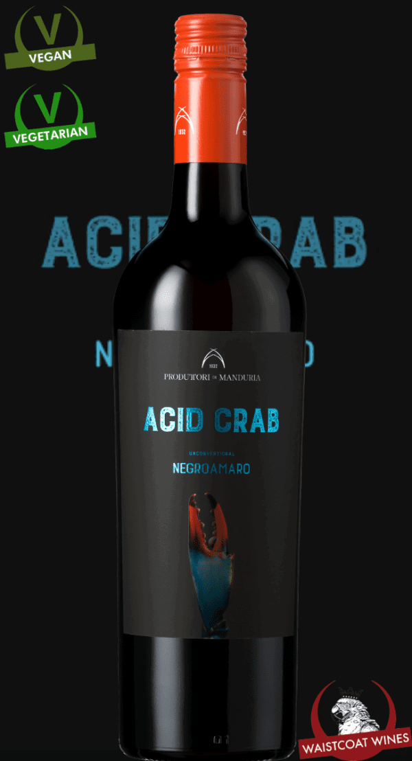Produttori Di Manduria, Acid Crab Negroamaro, IGT, Puglia, Italy, 2023